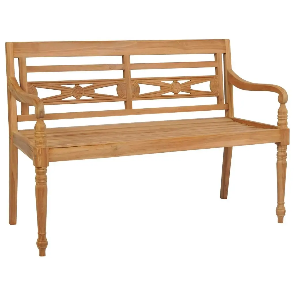 Batavia Bench with Black Cushion 120 cm Solid Teak Wood 3062161