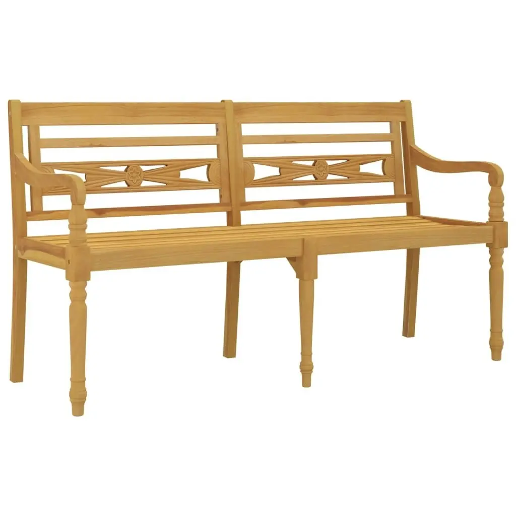 Batavia Bench with Grey Cushion 150 cm Solid Wood Teak 3100827