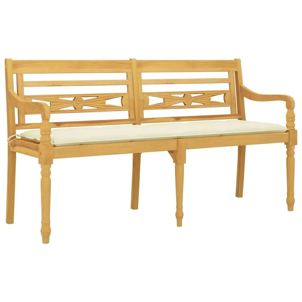 Batavia Bench with Cream Cushion 150 cm Solid Wood Teak 3100843