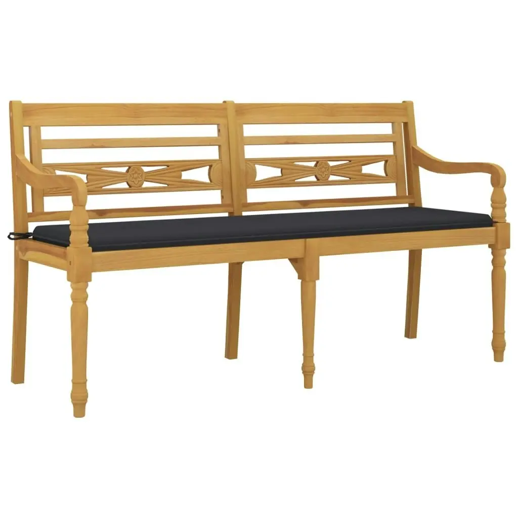 Batavia Bench with Anthracite Cushion 150 cm Solid Wood Teak 3100826