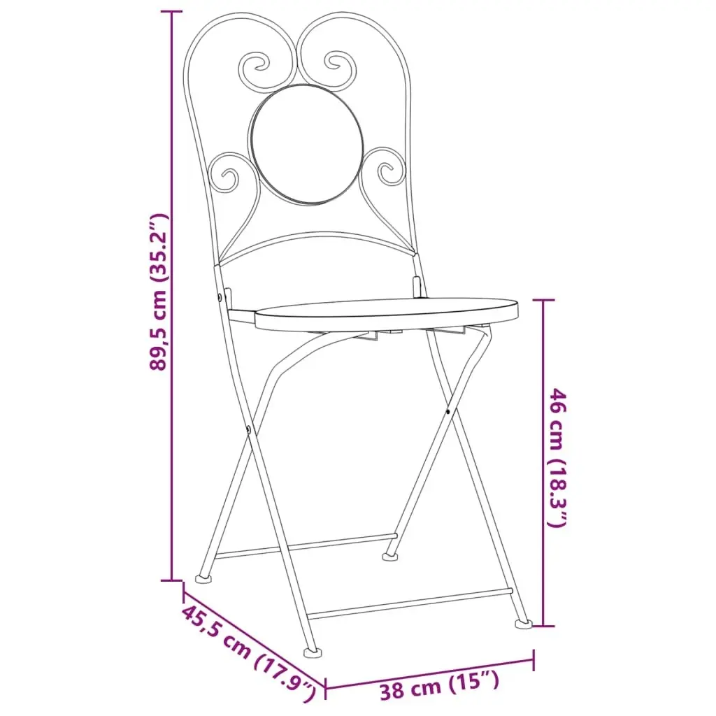 Bistro Chairs Foldable 2 pcs Terracotta Ceramic 4003403