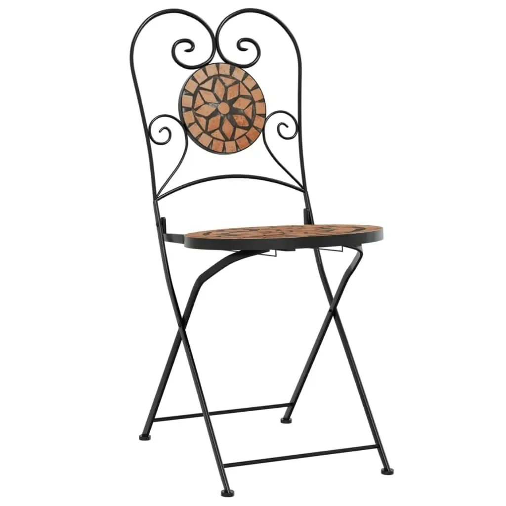 Bistro Chairs Foldable 2 pcs Terracotta Ceramic 4003403