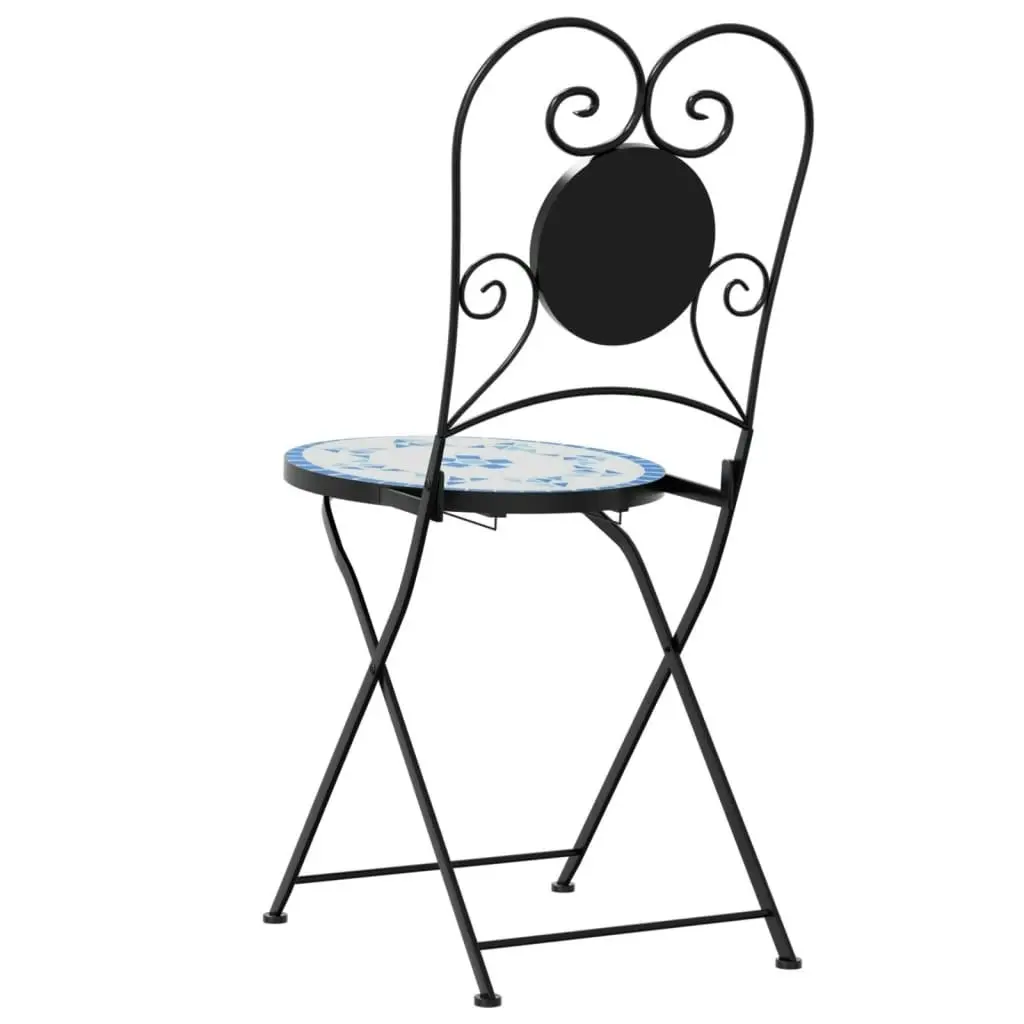 Bistro Chairs Foldable 2 pcs Blue and White Ceramic 4003404