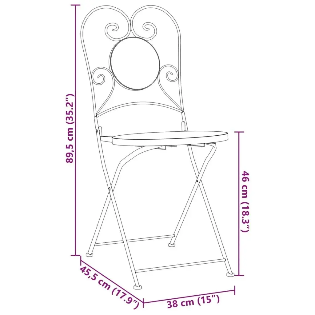 Bistro Chairs Foldable 2 pcs Blue and White Ceramic 4003404