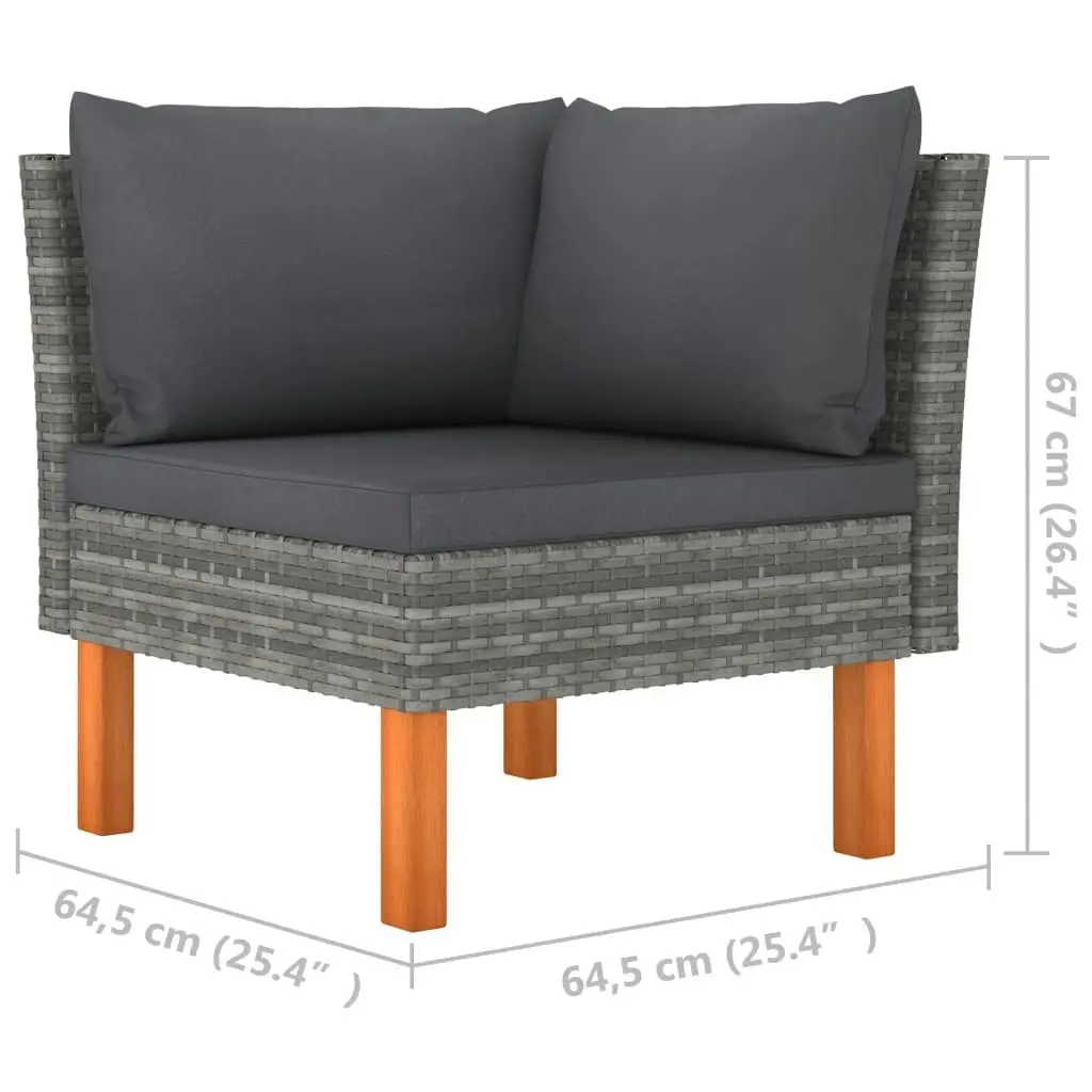 Corner Sofa Poly Rattan and Solid Eucalyptus Wood 315754