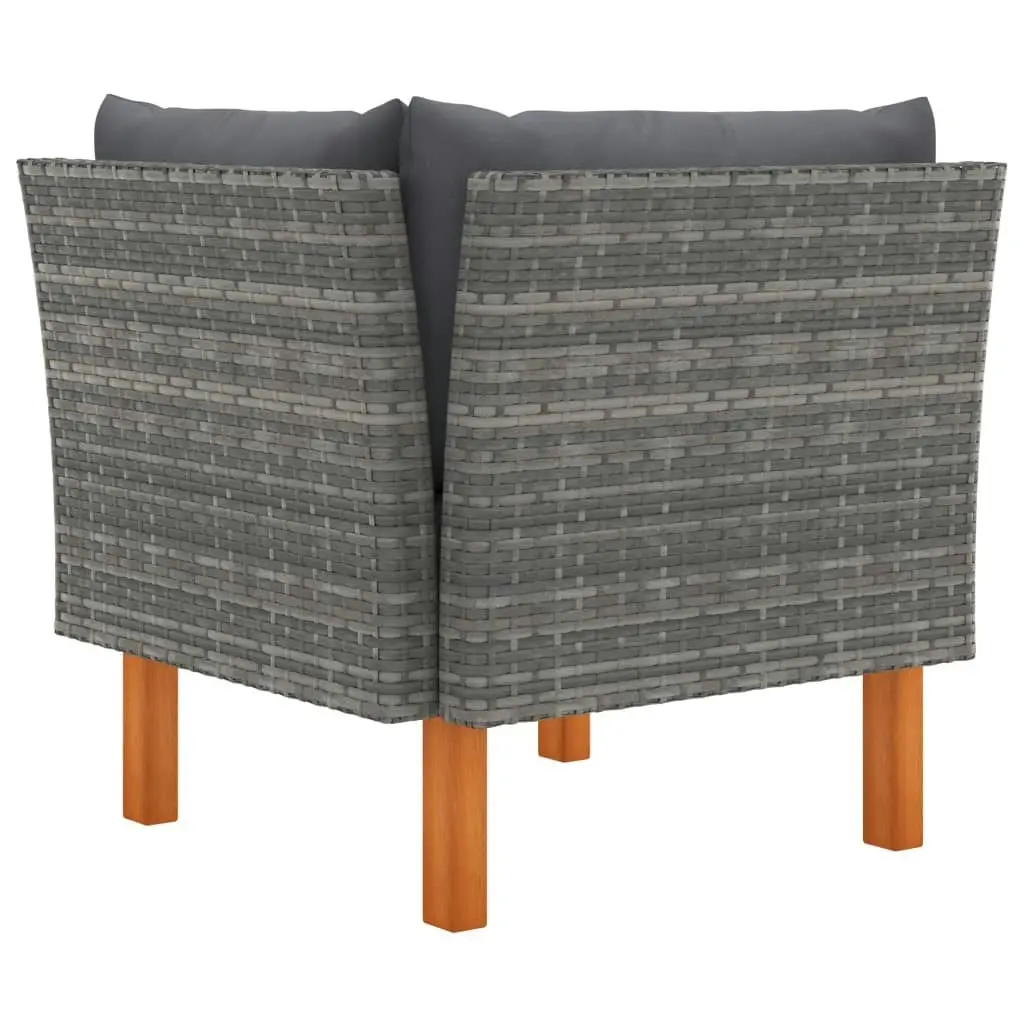 Corner Sofa Poly Rattan and Solid Eucalyptus Wood 315754