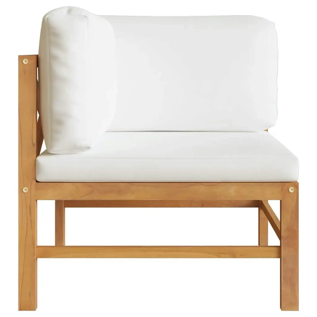 Corner Sofa with Cream Cushions Solid Teak Wood 316104