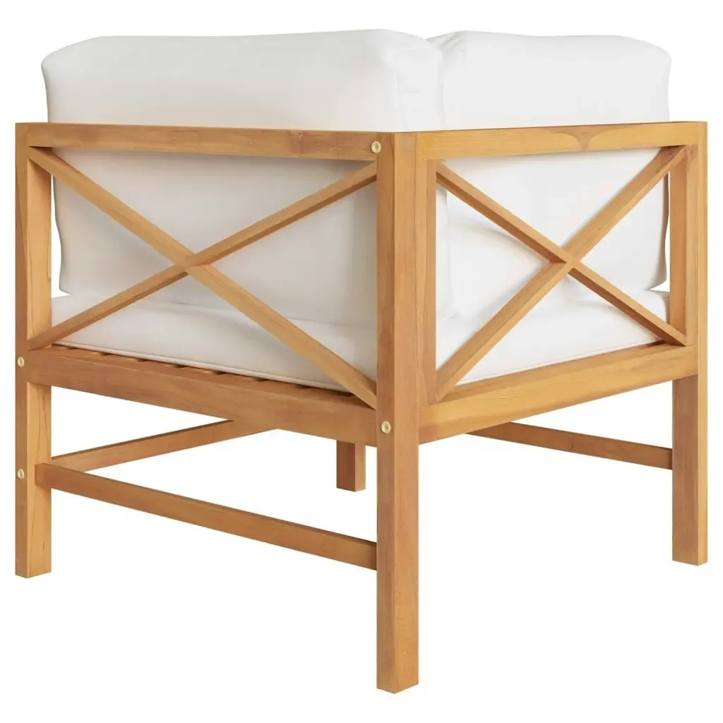 Corner Sofa with Cream Cushions Solid Teak Wood 316104