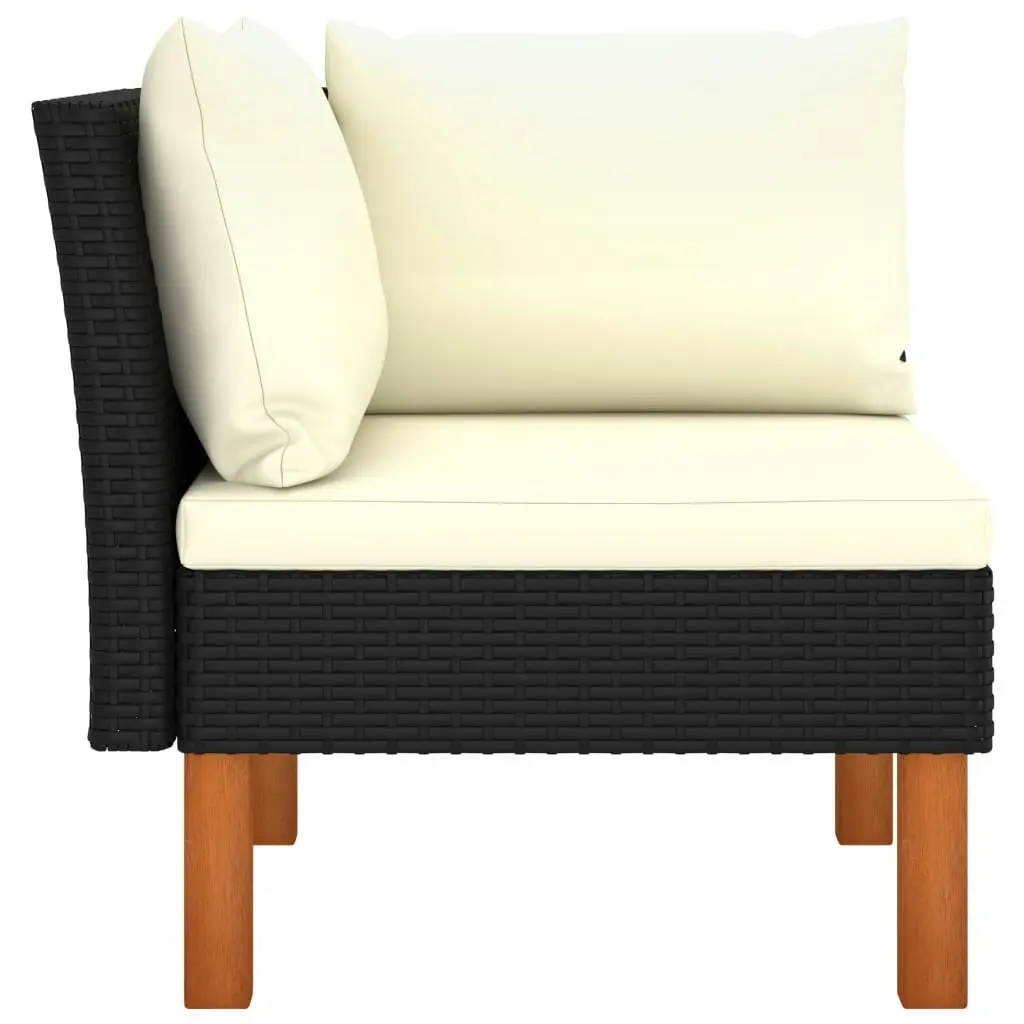 Corner Sofa Poly Rattan and Solid Eucalyptus Wood 315763