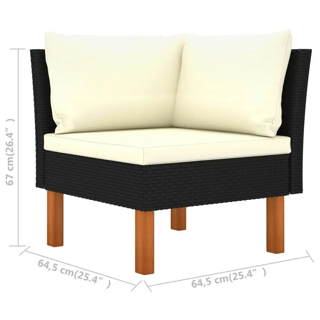 Corner Sofa Poly Rattan and Solid Eucalyptus Wood 315763