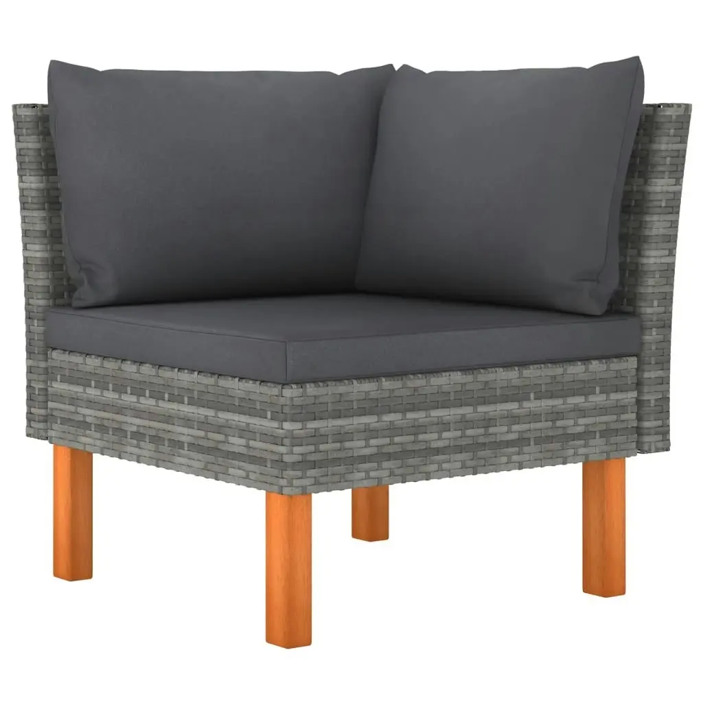 Corner Sofas 2 pcs Poly Rattan and Solid Eucalyptus Wood 315758