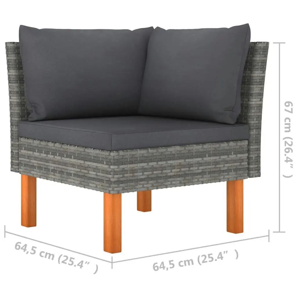 Corner Sofas 2 pcs Poly Rattan and Solid Eucalyptus Wood 315758