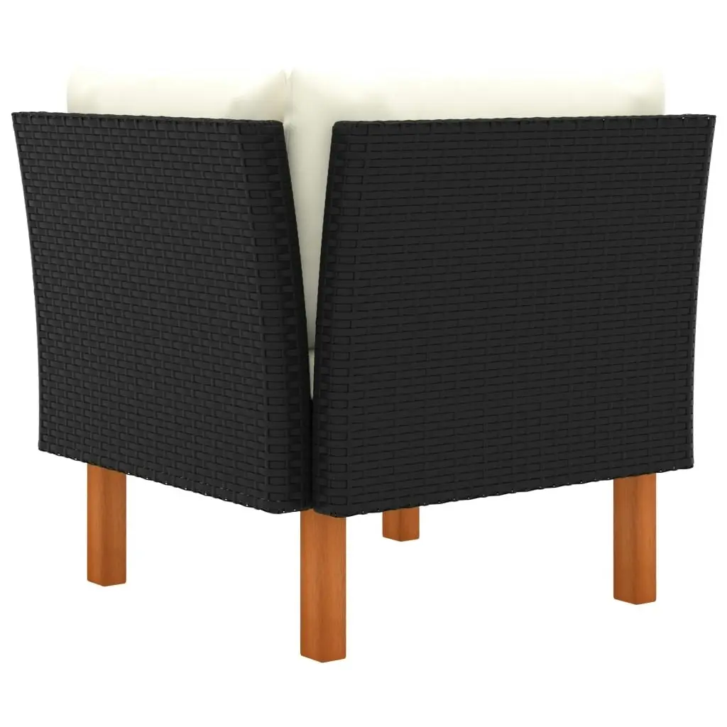 Corner Sofas 2 pcs Poly Rattan and Solid Eucalyptus Wood 315767