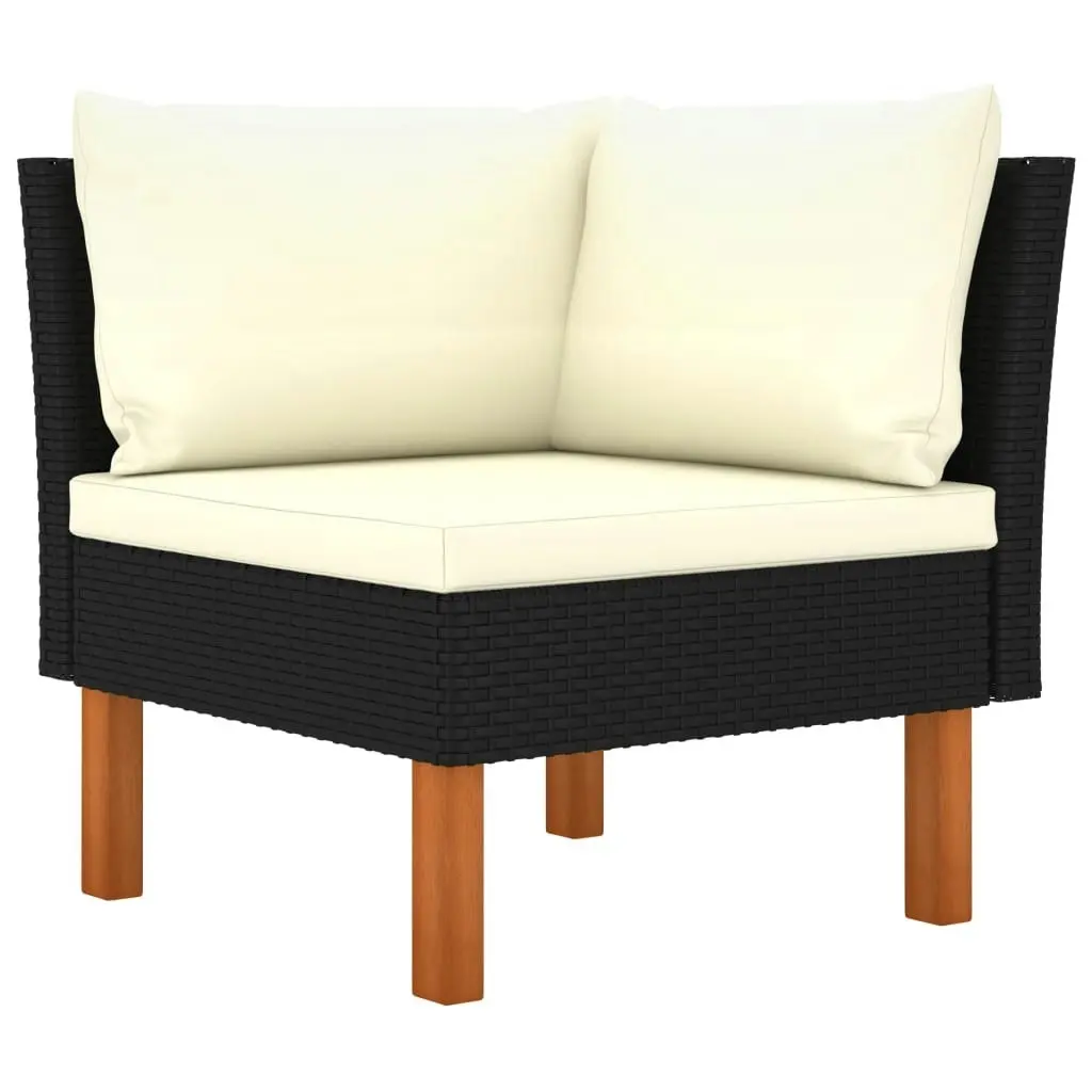 Corner Sofas 2 pcs Poly Rattan and Solid Eucalyptus Wood 315767