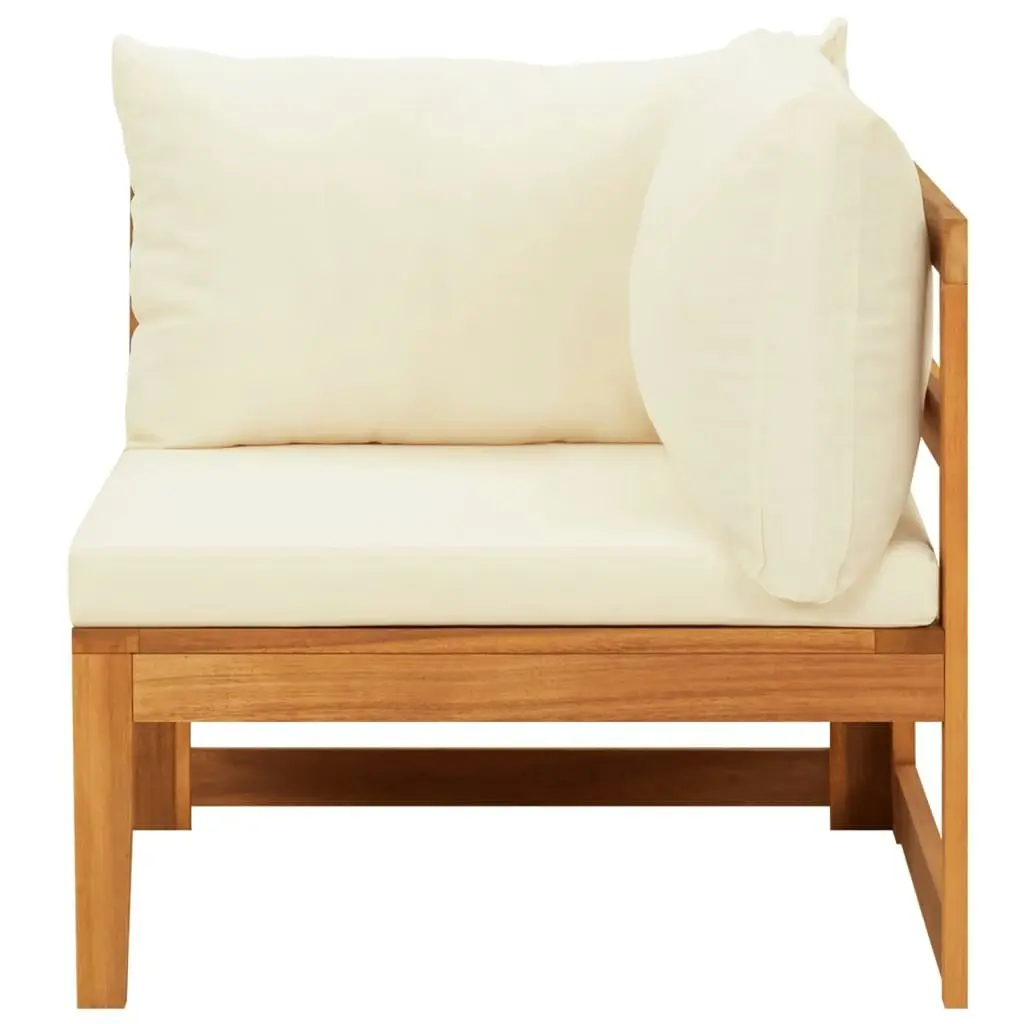 Corner Sofa with Cream White Cushions Solid Acacia Wood 316315