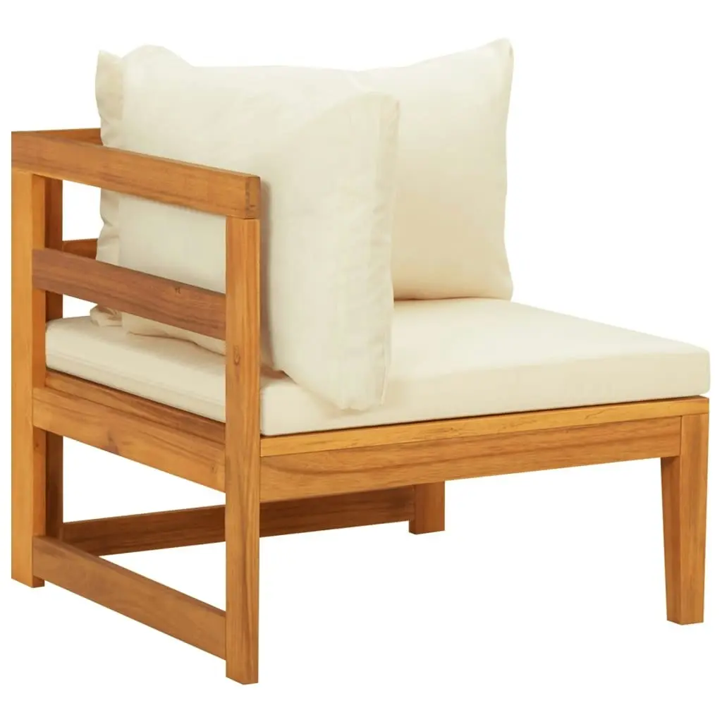 Corner Sofa with Cream White Cushions Solid Acacia Wood 316315