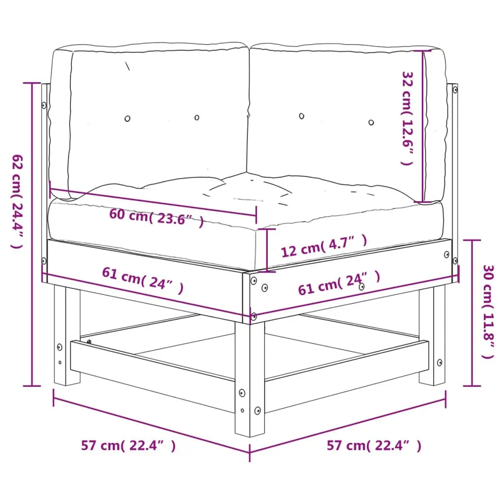 Corner Sofa with Cushions Black Solid Wood Pine 825426