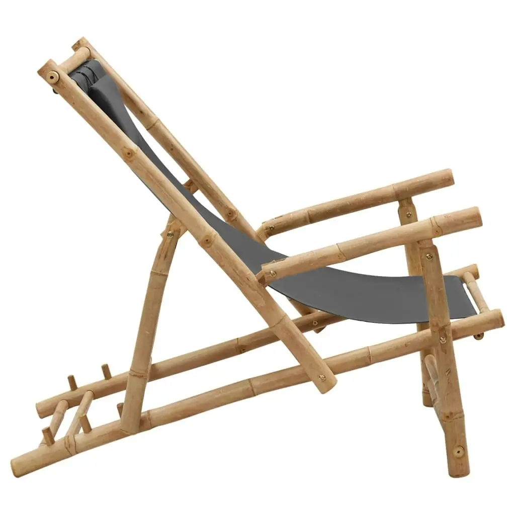 Deck Chair Bamboo and Canvas Dark Grey 318595