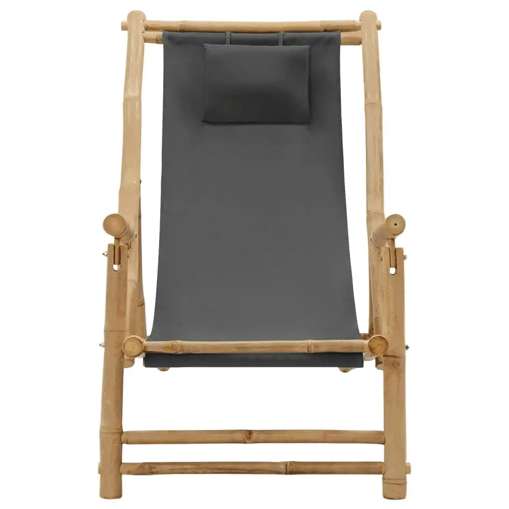 Deck Chair Bamboo and Canvas Dark Grey 318595