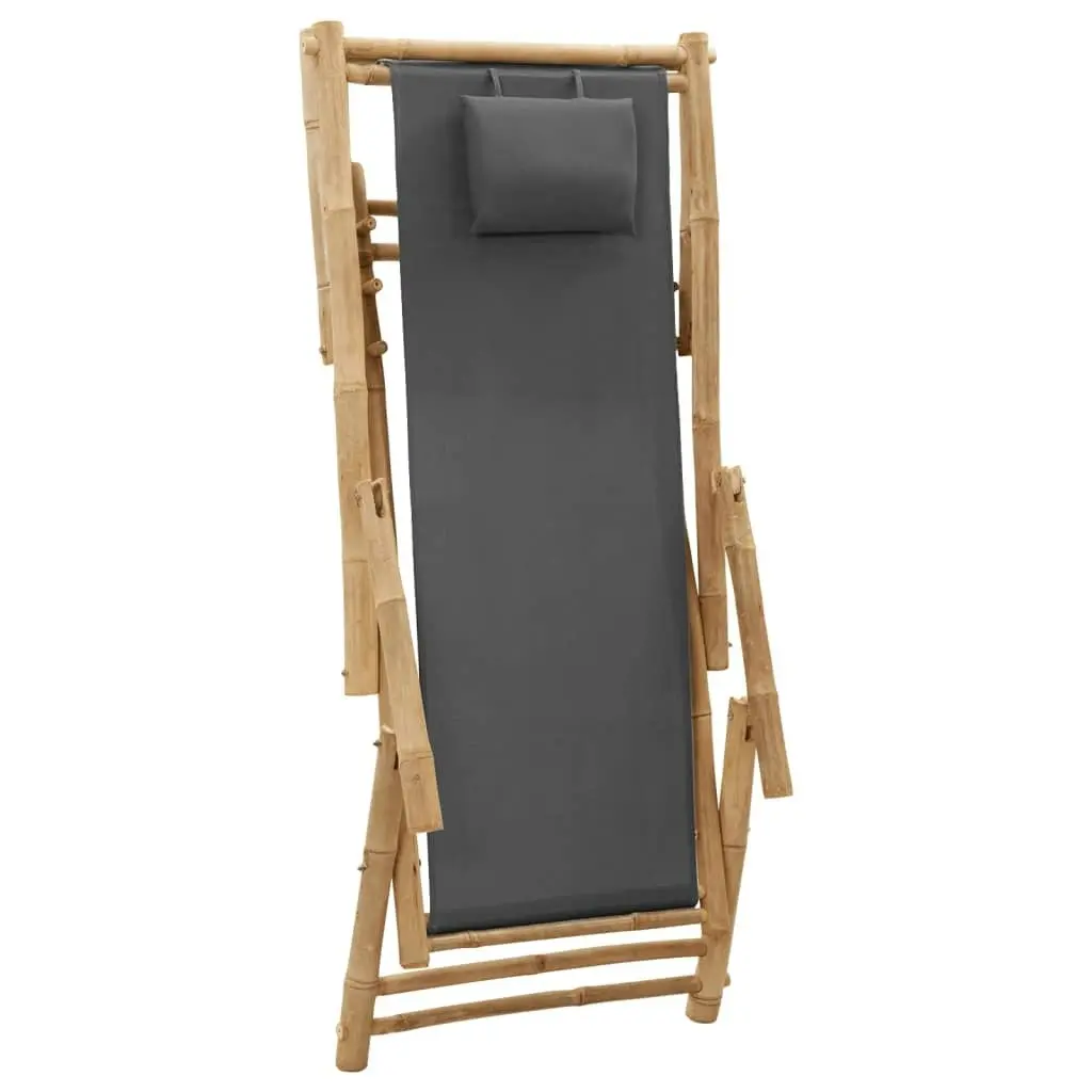 Deck Chair Bamboo and Canvas Dark Grey 318595