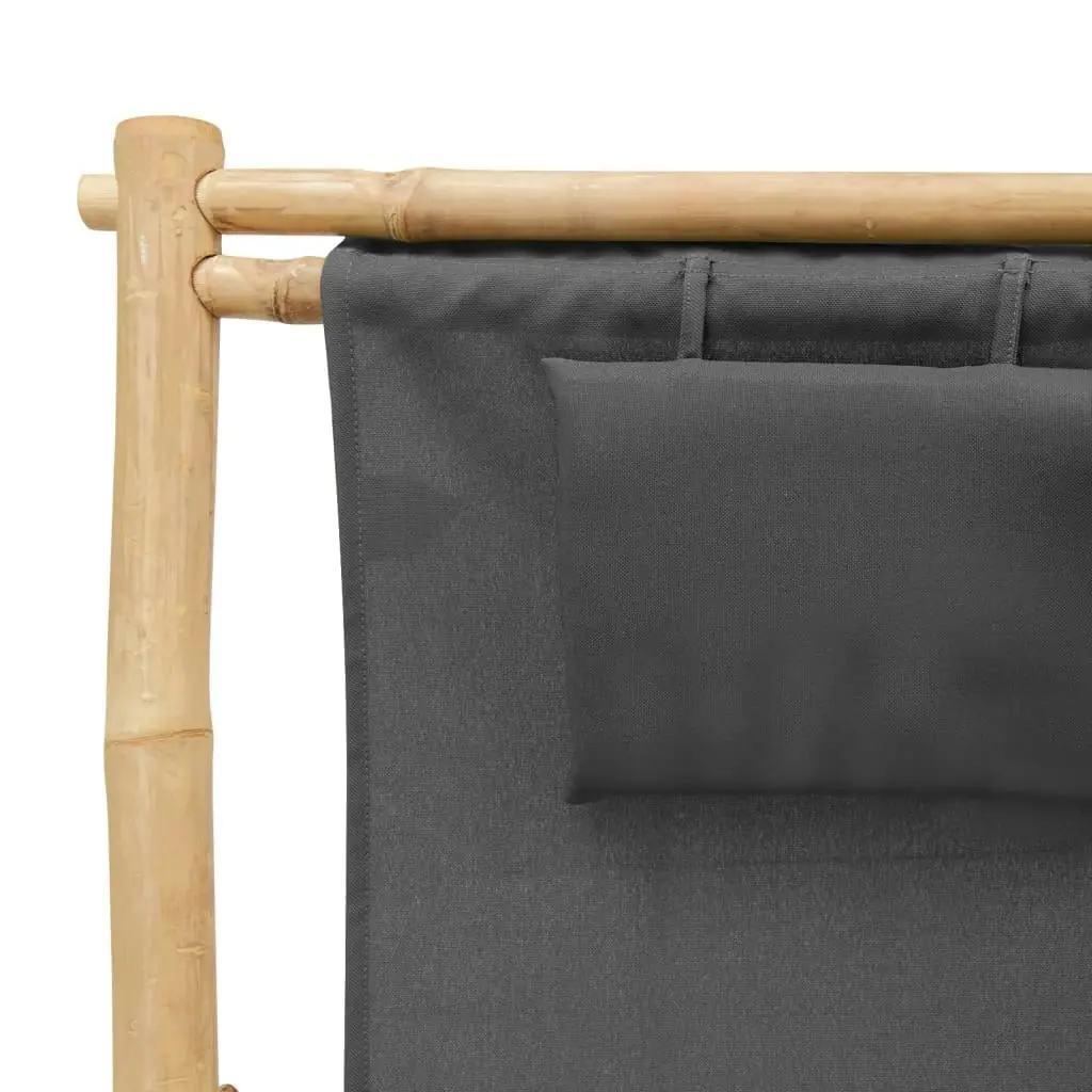 Deck Chair Bamboo and Canvas Dark Grey 318595