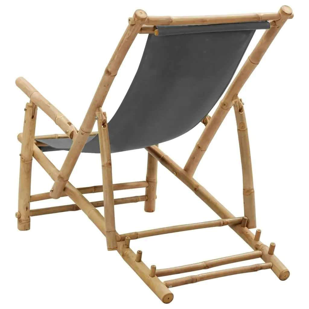 Deck Chair Bamboo and Canvas Dark Grey 318595