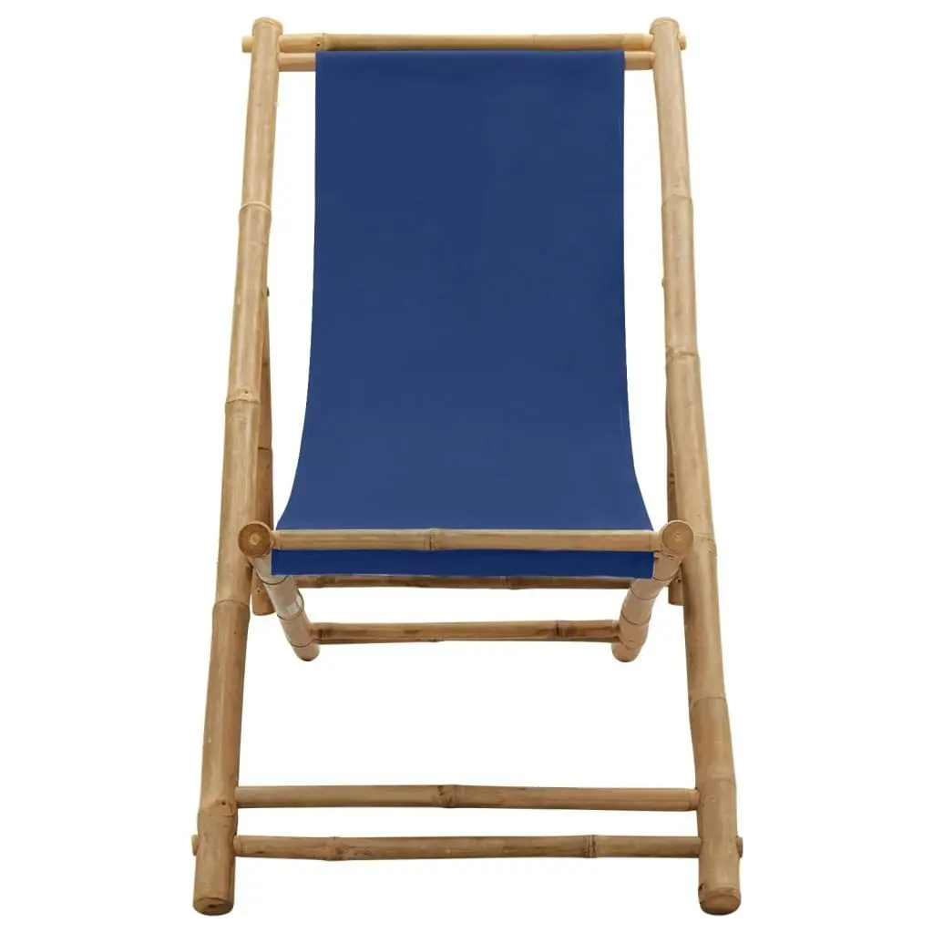 Deck Chair Bamboo and Canvas Navy Blue 313019