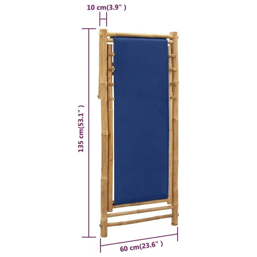 Deck Chair Bamboo and Canvas Navy Blue 313019