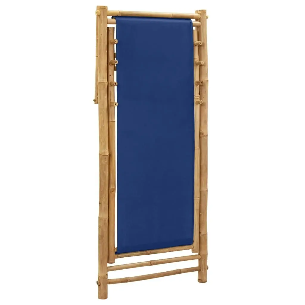 Deck Chair Bamboo and Canvas Navy Blue 313019