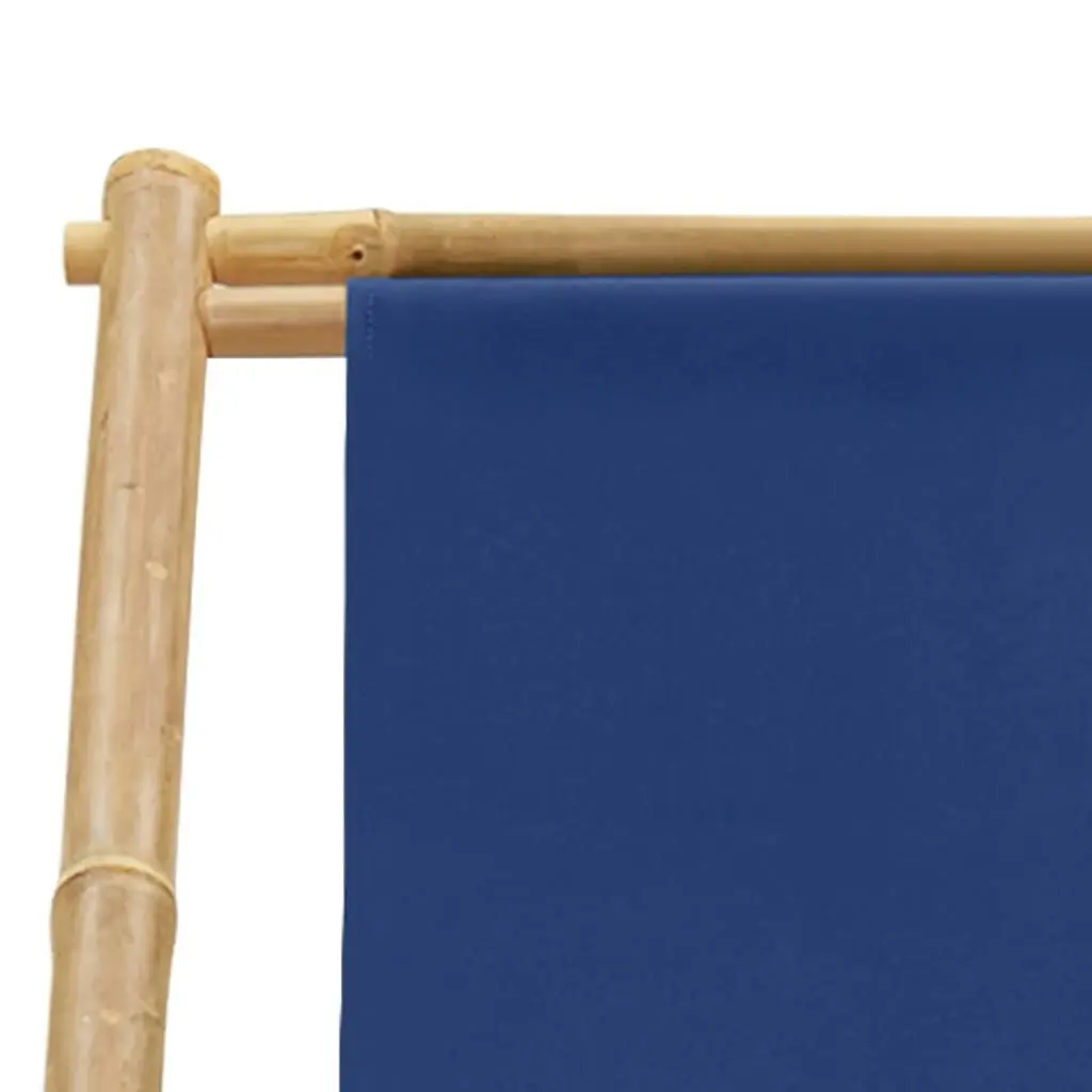 Deck Chair Bamboo and Canvas Navy Blue 313019