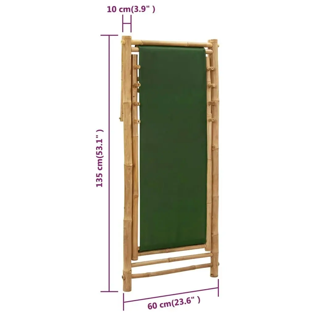 Deck Chair Bamboo and Canvas Green 313021