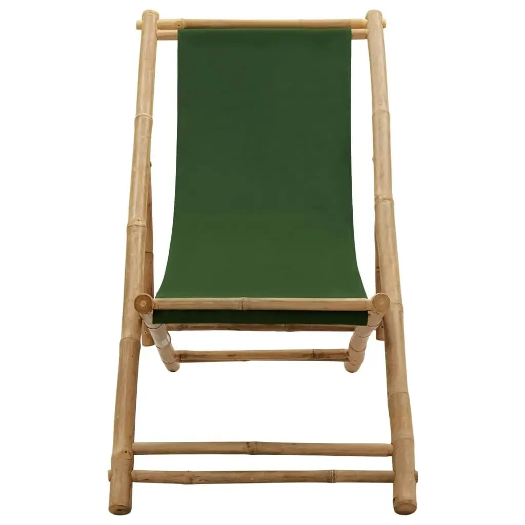 Deck Chair Bamboo and Canvas Green 313021