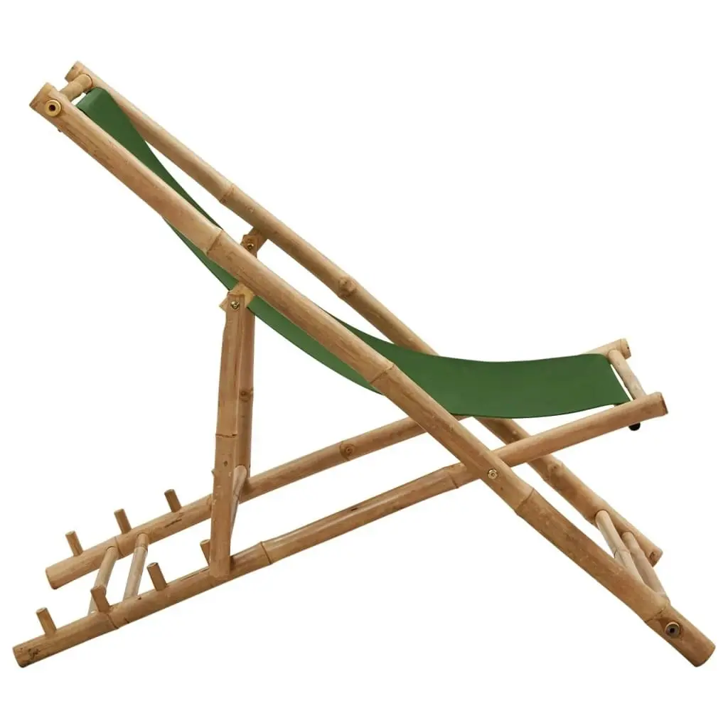 Deck Chair Bamboo and Canvas Green 313021