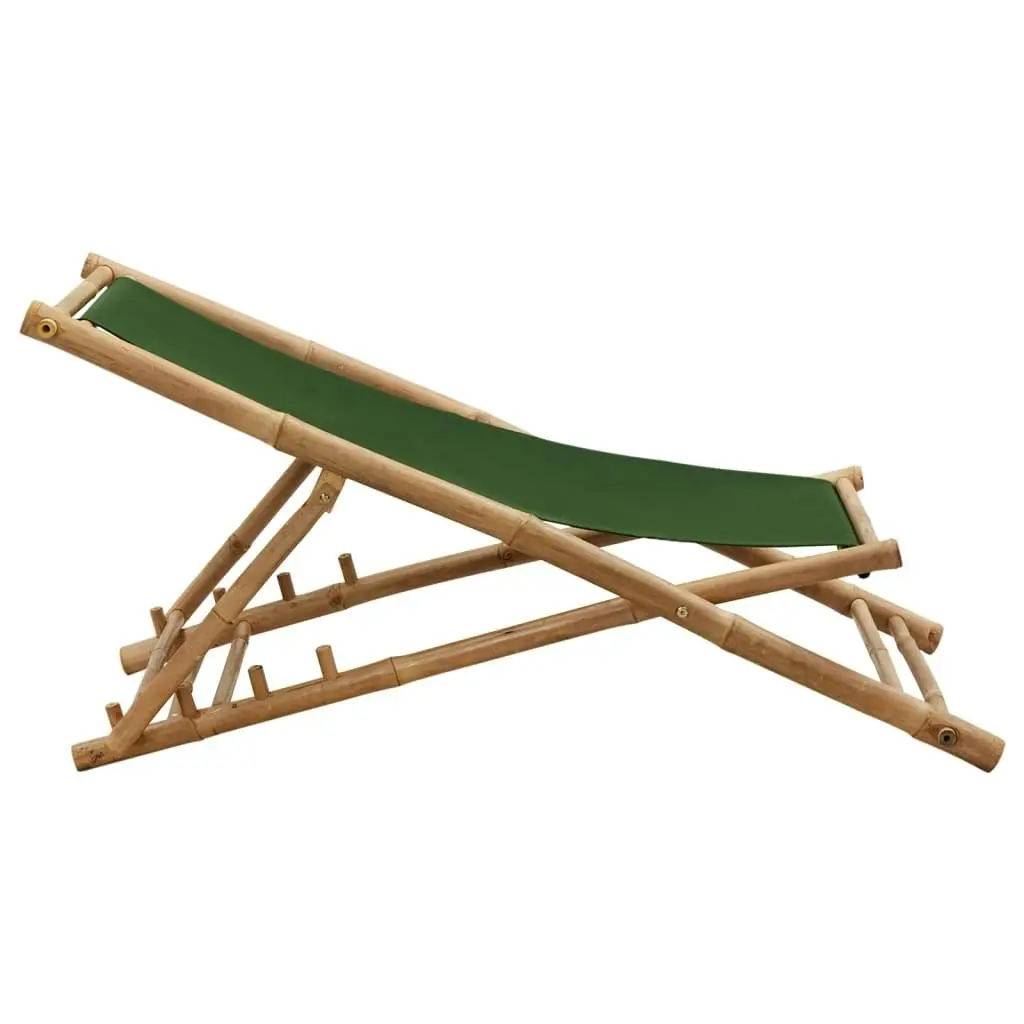 Deck Chair Bamboo and Canvas Green 313021