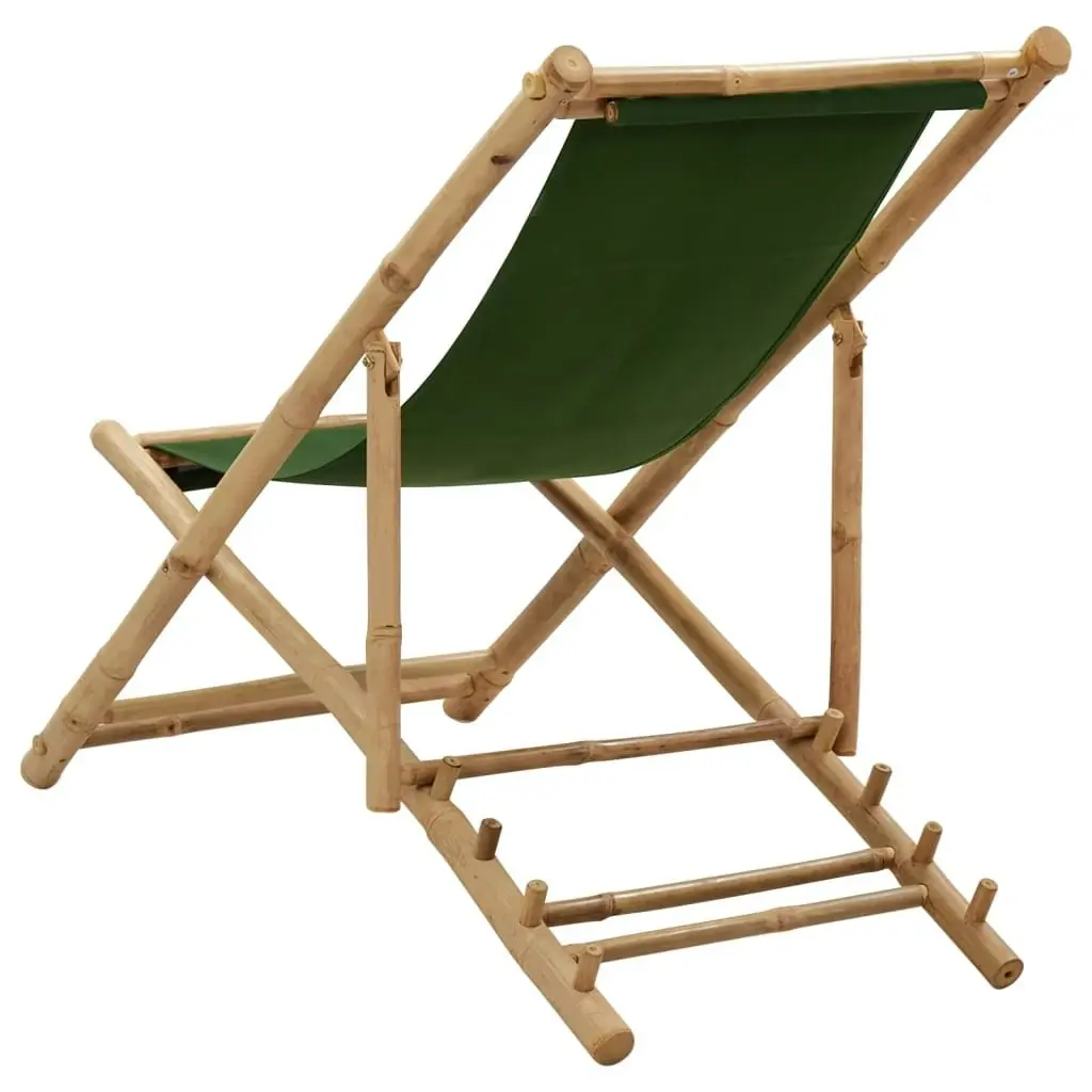 Deck Chair Bamboo and Canvas Green 313021