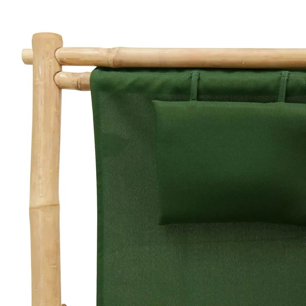 Deck Chair Bamboo and Canvas Green 318598