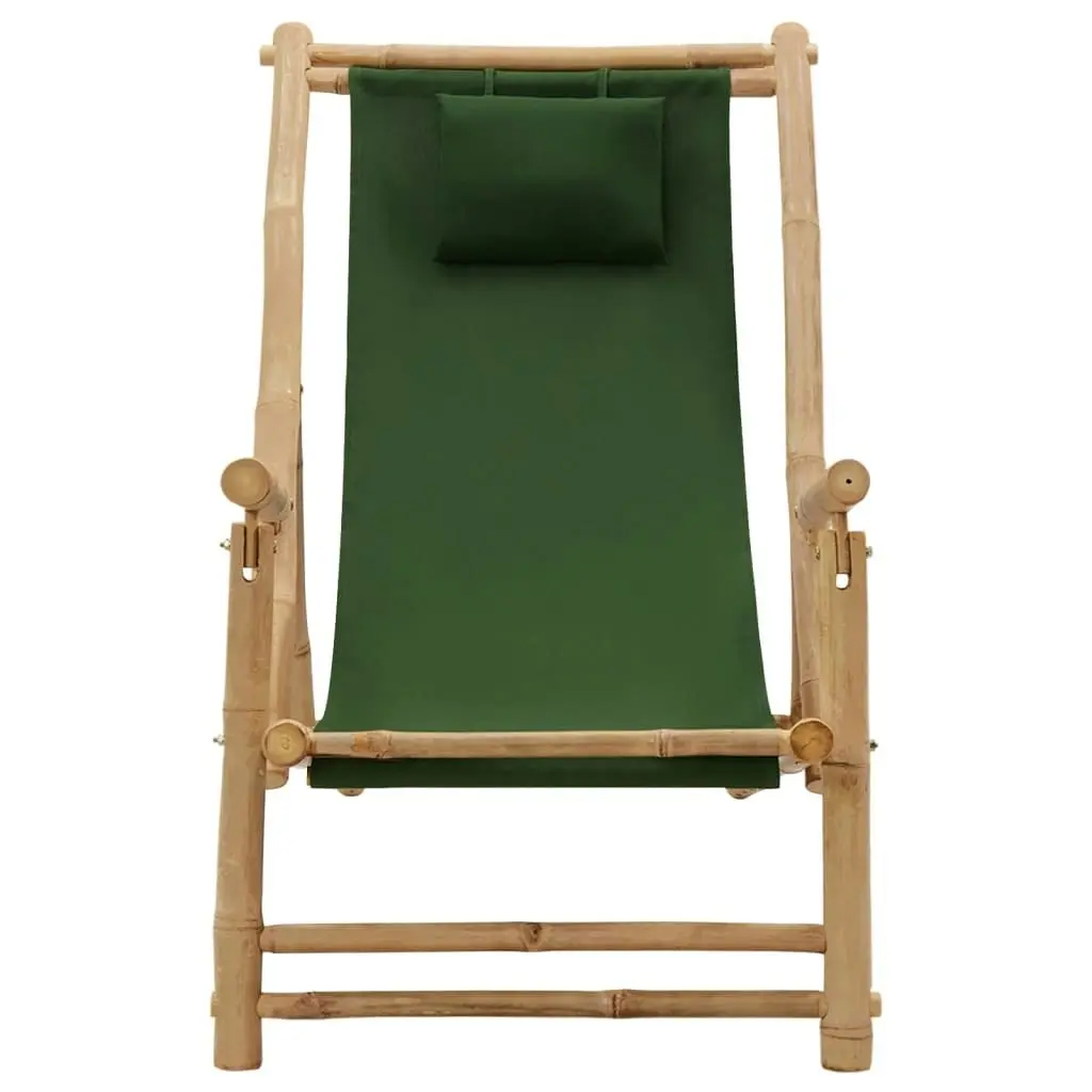 Deck Chair Bamboo and Canvas Green 318598