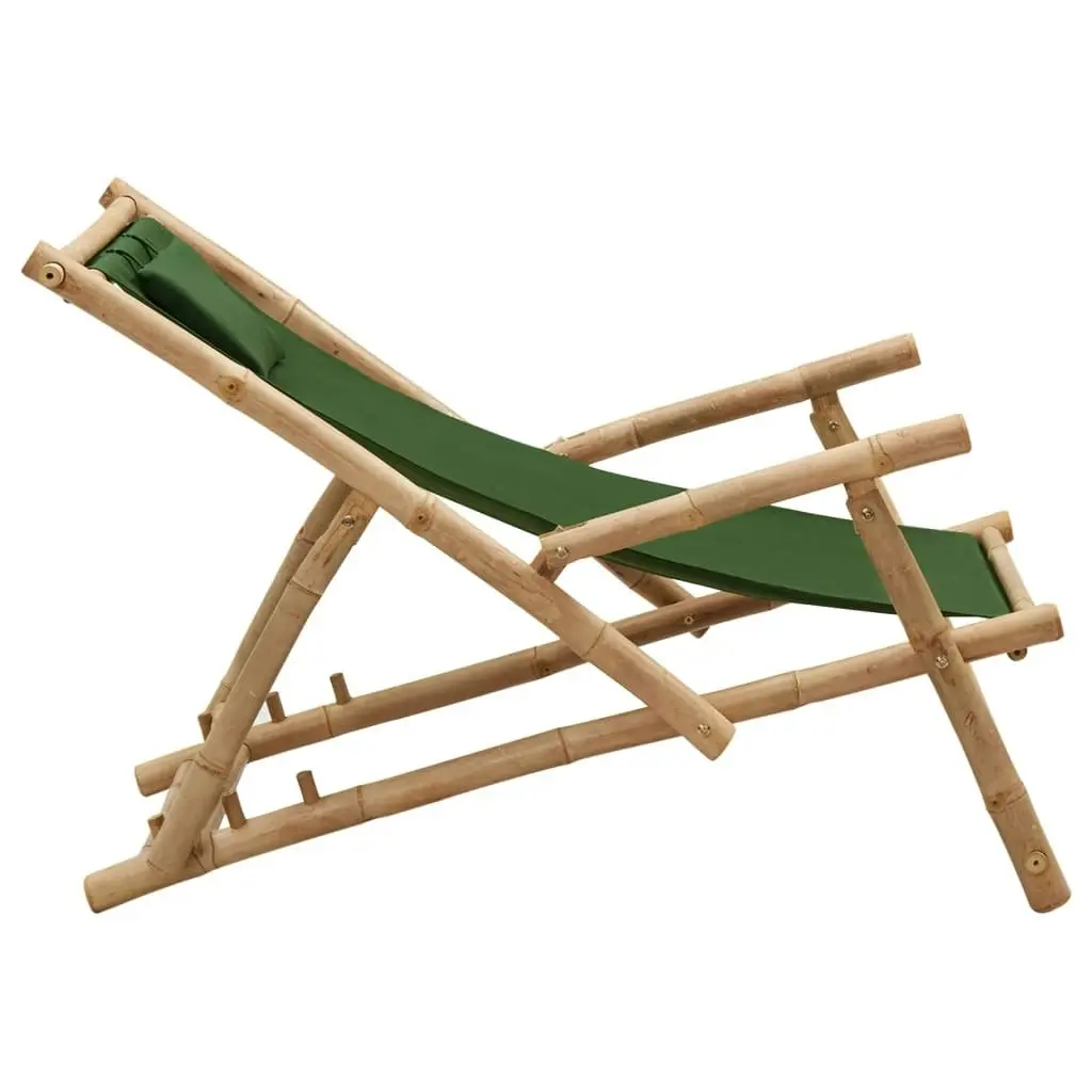 Deck Chair Bamboo and Canvas Green 318598