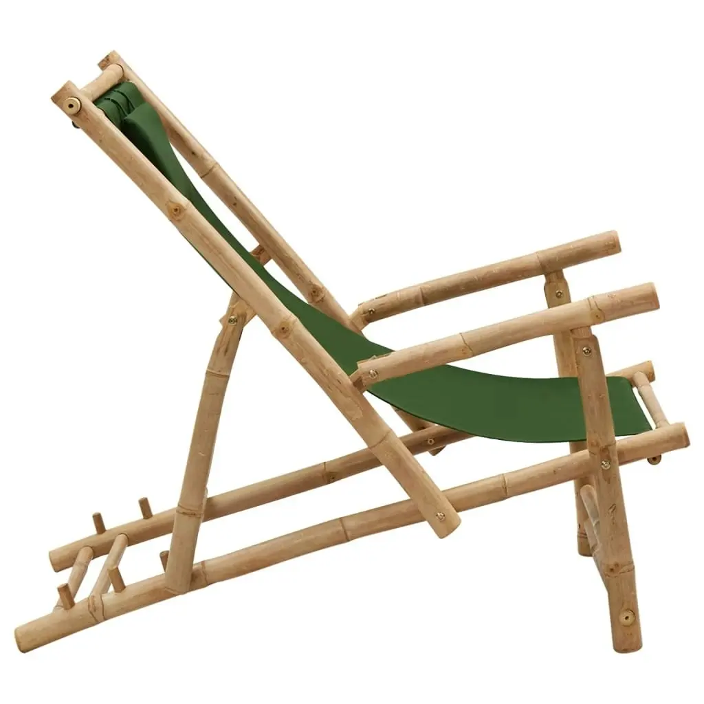 Deck Chair Bamboo and Canvas Green 318598