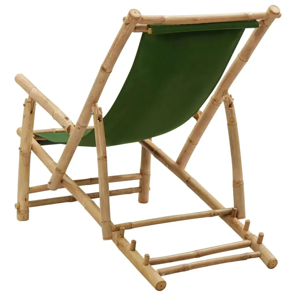 Deck Chair Bamboo and Canvas Green 318598