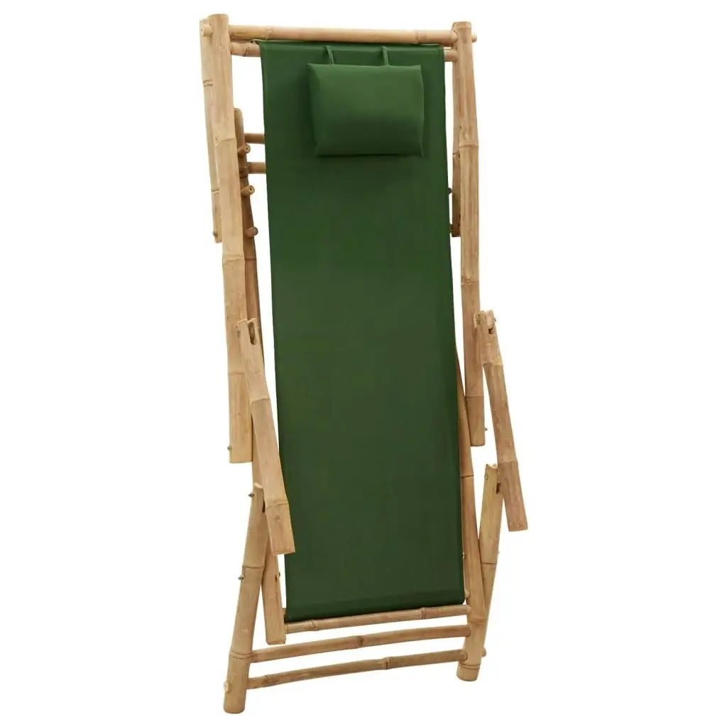 Deck Chair Bamboo and Canvas Green 318598