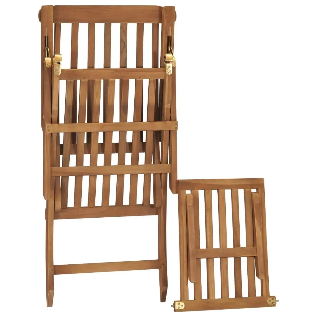 Deck Chair with Cushion Cream White Solid Teak Wood 47408