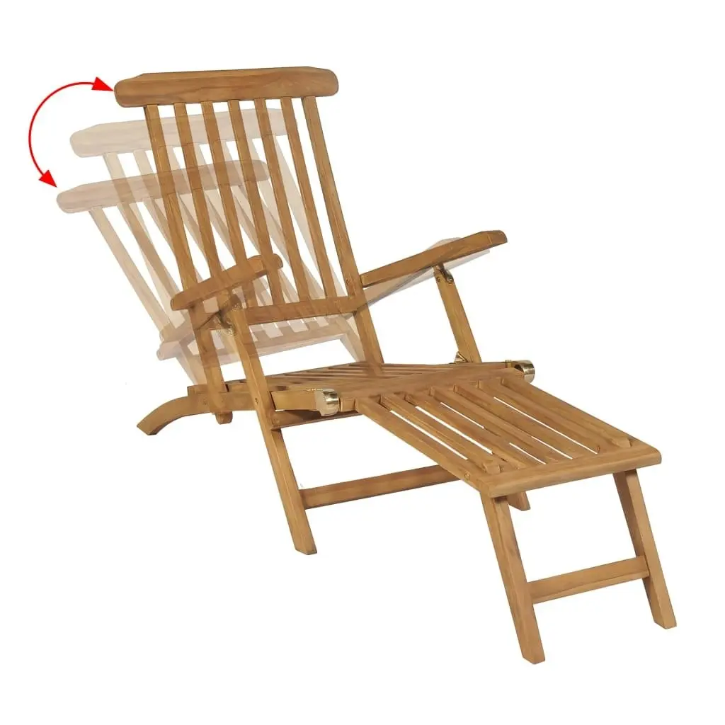 Deck Chair with Footrest Solid Teak Wood 43800