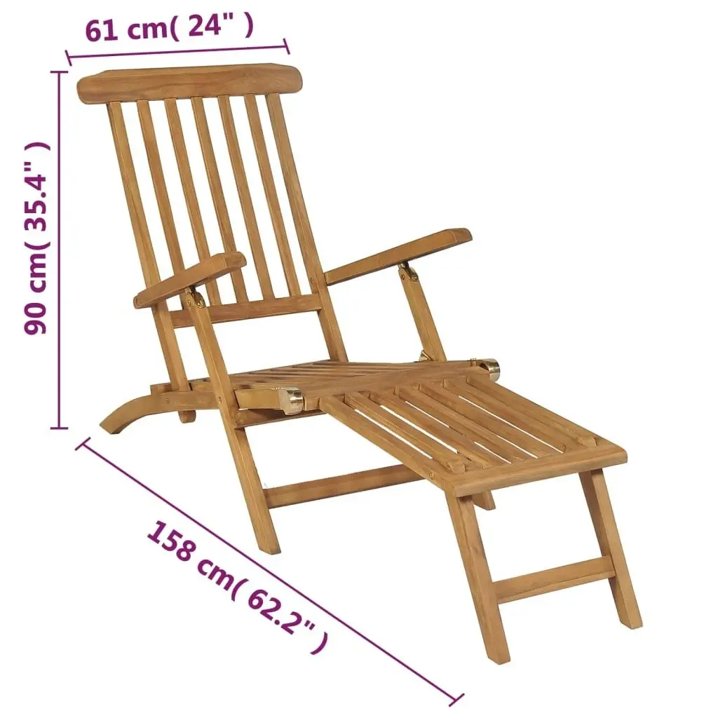 Deck Chair with Footrest Solid Teak Wood 43800