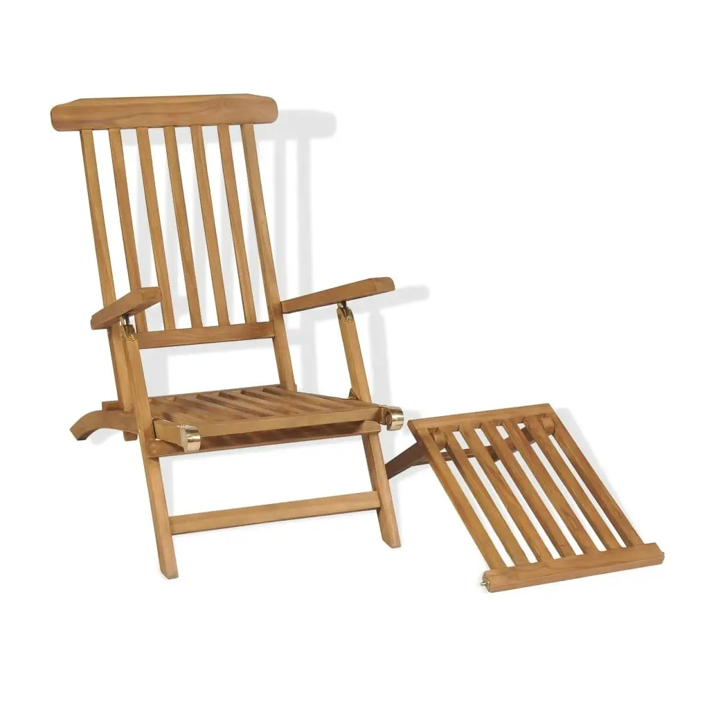 Deck Chair with Footrest Solid Teak Wood 43800