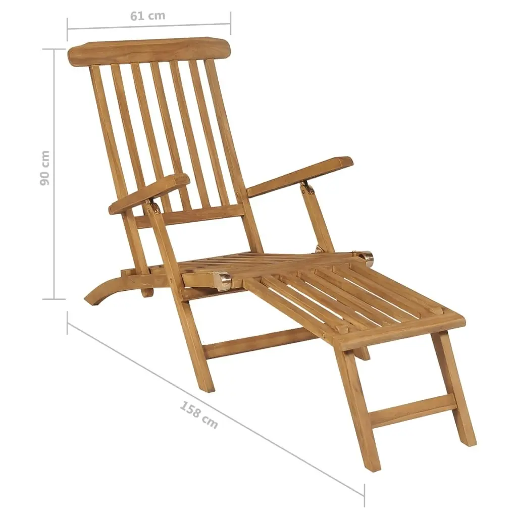 Deck Chairs with Footrests 2 pcs Solid Teak Wood 3073291