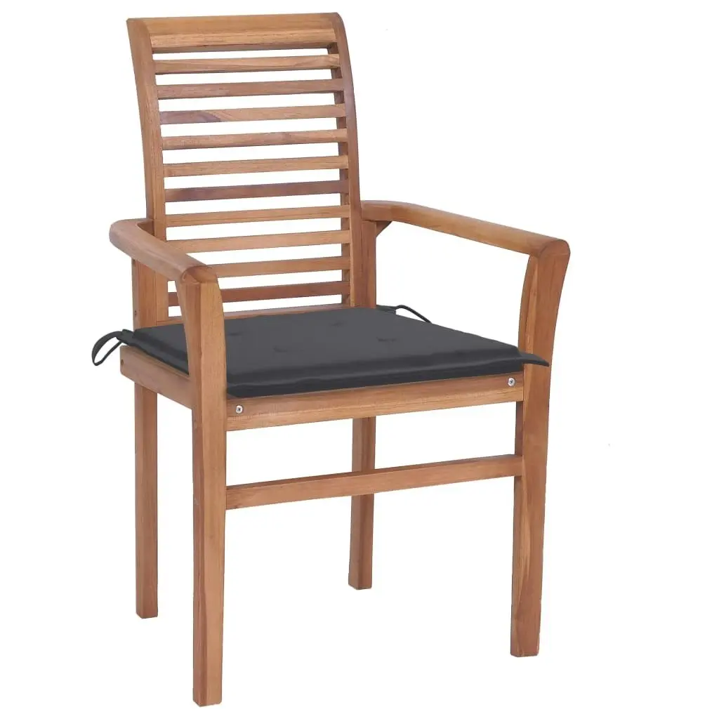 Dining Chairs 2 pcs with Anthracite Cushions Solid Teak Wood 3062595