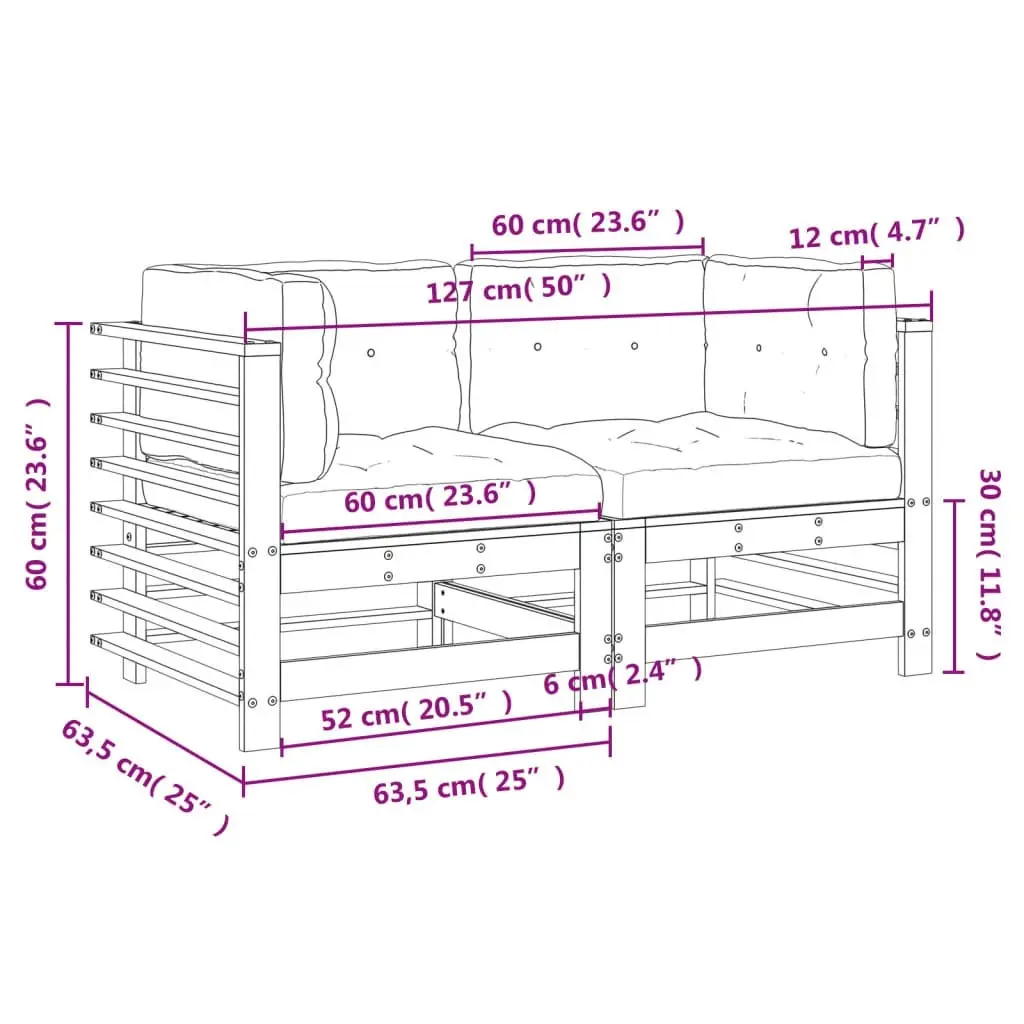 Corner Sofas with Cushions 2 pcs Black Solid Wood Pine 825685