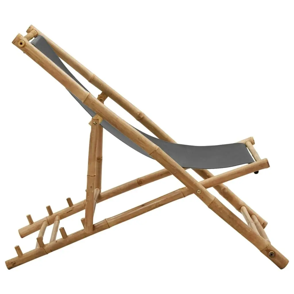 Deck Chair Bamboo and Canvas Dark Grey 313018