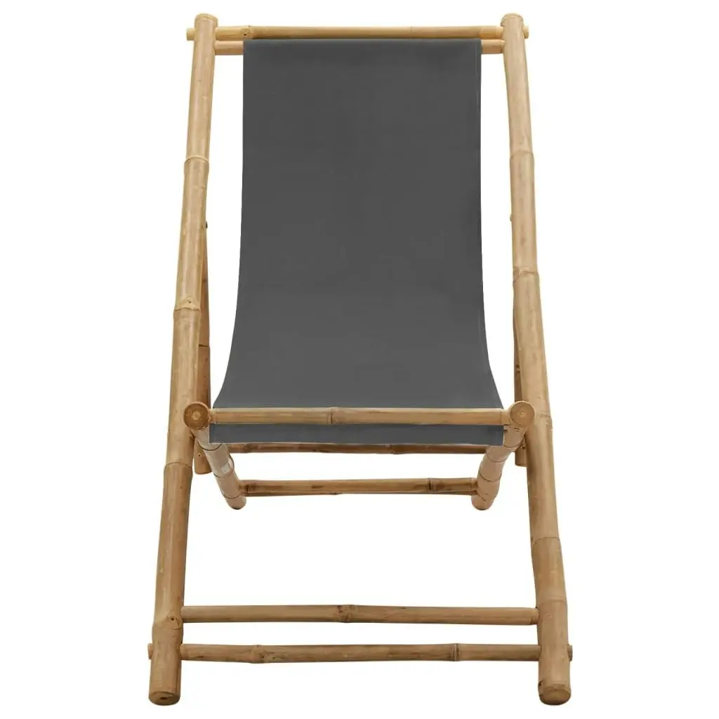 Deck Chair Bamboo and Canvas Dark Grey 313018